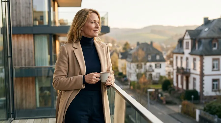 Symbolbild: Anlegerin aus der Region auf dem Balkon